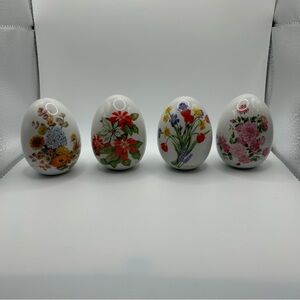 Avon VTG 1980's "Gifts of Nature" Porcelain Egg Series, Flower Design, Set of 4
